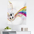 thumbnail image 1 of Soccer Tapestry, Rainbow Patterned Swirled Lines Abstract Football Pattern Colorful Stripes Design, Fabric Wall Hanging Decor for Bedroom Living Room Dorm, 5 Sizes, Multicolor, by Ambesonne, 1 of 1
