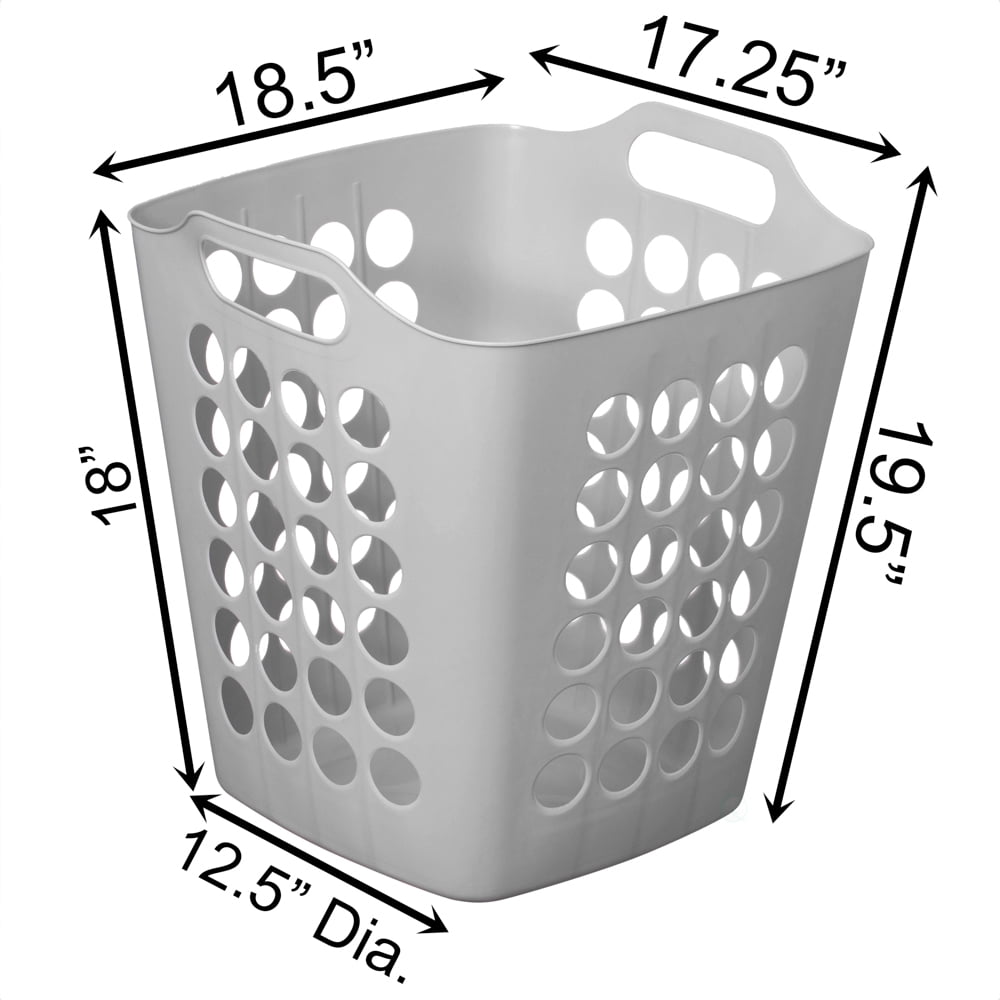 Flexible Plastic Laundry Basket - Square Storage Hamper with Side Handles for Easy Carrying - Versatile Organizer for Laundry, and Household Storage, Gray 50 Litter