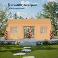 thumbnail image 4 of 13'x20' Outdoor Carport Canopy Portable Storage Shelter Shed Garage with Roll up Zipper Doors & Vents for Motorcycle Waterproof Garage Kit Tent for Car,Truck,Boat,Car Canopy, Khaki, 4 of 9