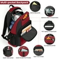 thumbnail image 4 of Travel Backpack for Men Women Water-resistant Multi-Pocket Bag Lighweight Casual Work Hiking Daypack School Bookbag, Red, BP8017, 4 of 10
