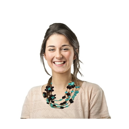 Tori Spelling Necklace - RW Collections Necklace - Colorful Tori Multi-Strand Statement Beaded Bib Chain For Women