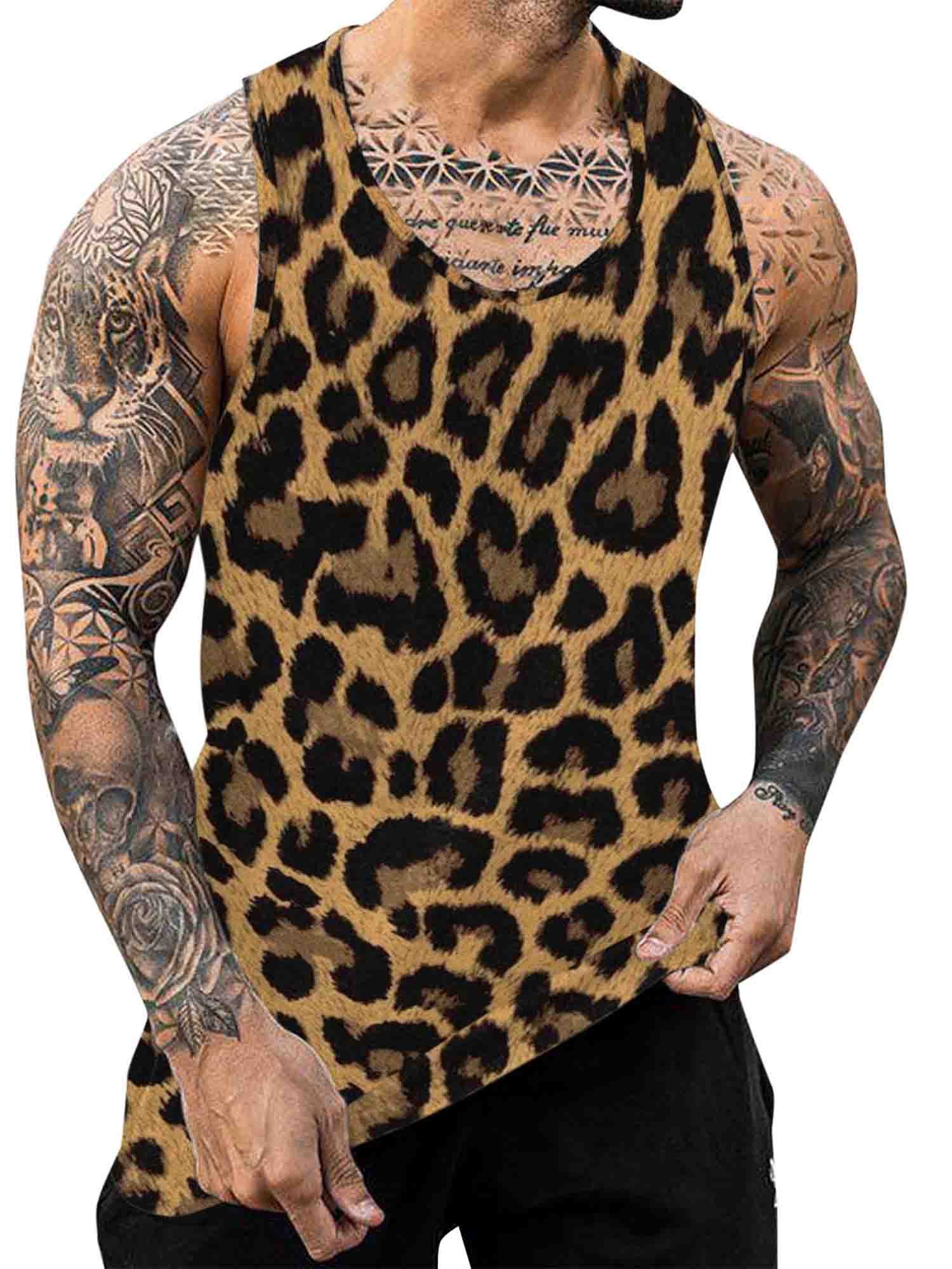 Men Tank Top, Beach Fashion Crew Neck Graphic Print Slim Fit Summer Vest 