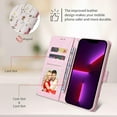 thumbnail image 4 of Wallet Case for Samsung Galaxy S21 FE 5G, PU Leather Phone Case Kickstand RFID Blocking Flip Case with Card Slots Wrist Strap Relief Engraved Pattern Magnetic Closure Folio Case - Vine, 4 of 8