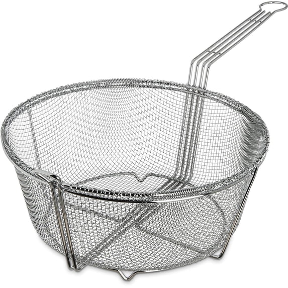 Carlisle 601003 Chrome Plated Nickel Steel Mesh Fryer Basket, 13.5" Diameter x 6.25" Depth Case of 12