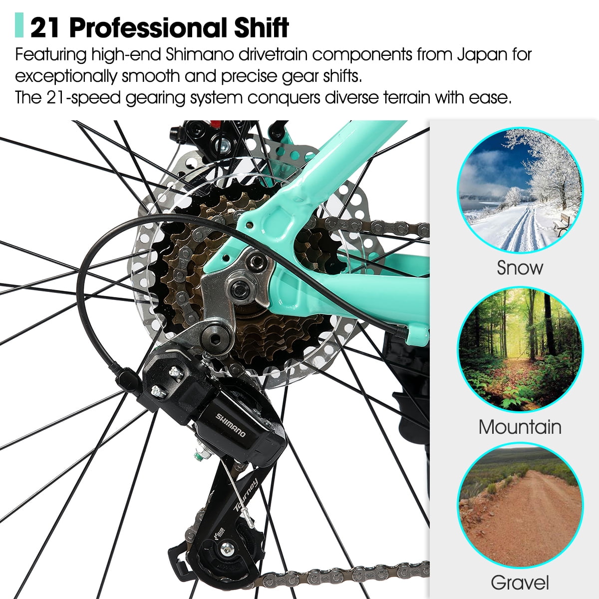 HILAND 26 Inch Mens and Womens Mountain Bike,21 Speed Mountain Bicycle with Dual Disc Brake, Front Suspension Fork, High Carbon Steel Frame Urban Commuter Bike for Adults