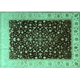 thumbnail image 1 of Ahgly Company Machine Washable Indoor Rectangle Oriental Turquoise Blue Traditional Area Rugs, 5' x 7', 1 of 4