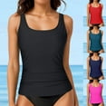 thumbnail image 2 of Fulorrnie Women No Bottom Modest Swimwear Tops Tankini Top Only Push Up Swimsuits Tummy Control Bathing Suit,Black,L, 2 of 10