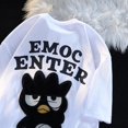 thumbnail image 1 of Camiseta de manga corta de dibujos animados japoneses Sanrio para mujer, Camiseta holgada de verano, Top de media manga, camiseta de badtz-maru, 1 of 4