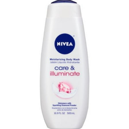 NIVEA Care & Illuminate Moisturizing Body Wash, Shimmers With Sparkling Diamond Powder 16.9 oz (Pack of 2)