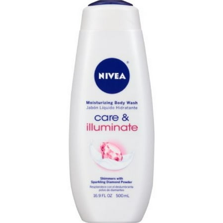 NIVEA Care & Illuminate Moisturizing Body Wash, Shimmers With Sparkling Diamond Powder 16.9 oz (Pack of