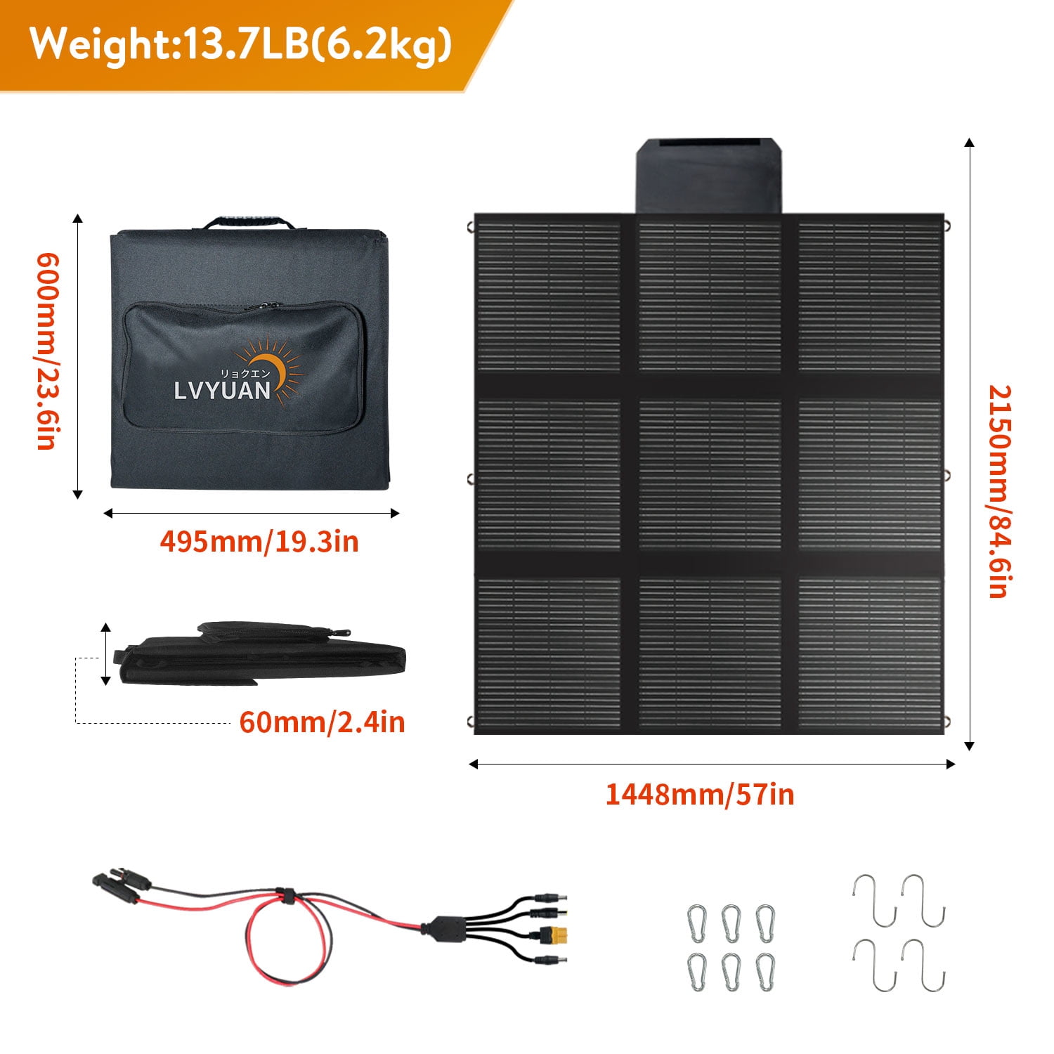 LVYUAN 400W Solar Panel Foldable Solar Charger Portable IP67 Waterproof with MC4 Connector for Camping,  Home, RV, Outdoor, Power Station, off Grid