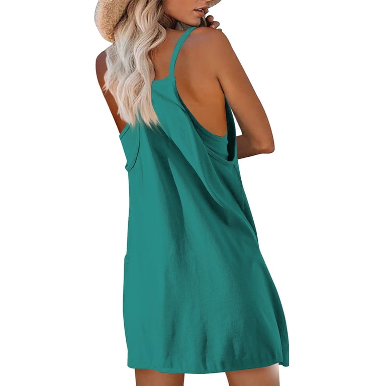 Athletic Dress Womens Sresses Summer Sleeveless Spaghetti Straps Simple  Solid Color dress with shorts underneath womens athletic dress Summer  Dresses 01-Dark Green S - Walmart.com