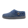 thumbnail image 4 of Clarks Womens Suede Leather Comfort Clog Knitted Collar Slipper - Plush Faux Fur Trim - Indoor Outdoor House Slippers For Women (Navy/Navy X, 6), 4 of 5