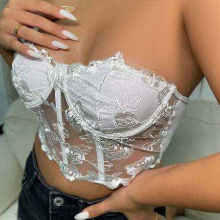

lystmrge Wardrobe Womens Top Mesh Top Basics Workout Clothes Women Women Lingerie Corset Lace Floral Bralette Bralet Bra Tank Cami Crop Underwear
