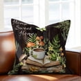 thumbnail image 2 of Pastoral Plant Throw Pillow Cover Home Sweet Frog Butterfly Coffee Book Cotton Linen Cushion Cover Throw Pillow Case with Invisible Zipper for Couch Sofa Bed Chair Car 16x16 Inch, 2 of 13