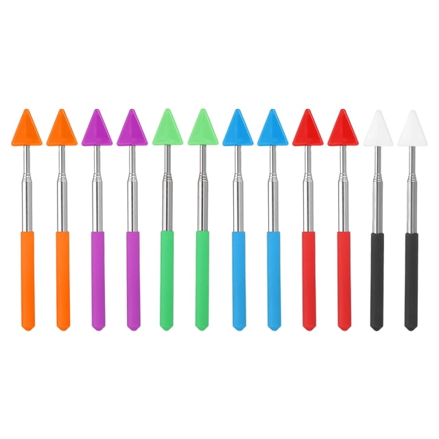 Puntero telescópico para maestros Uxcell, 12 piezas de puntero de flecha para aula, puntero de enseñanza de mano, 27 pulgadas, 6 colores