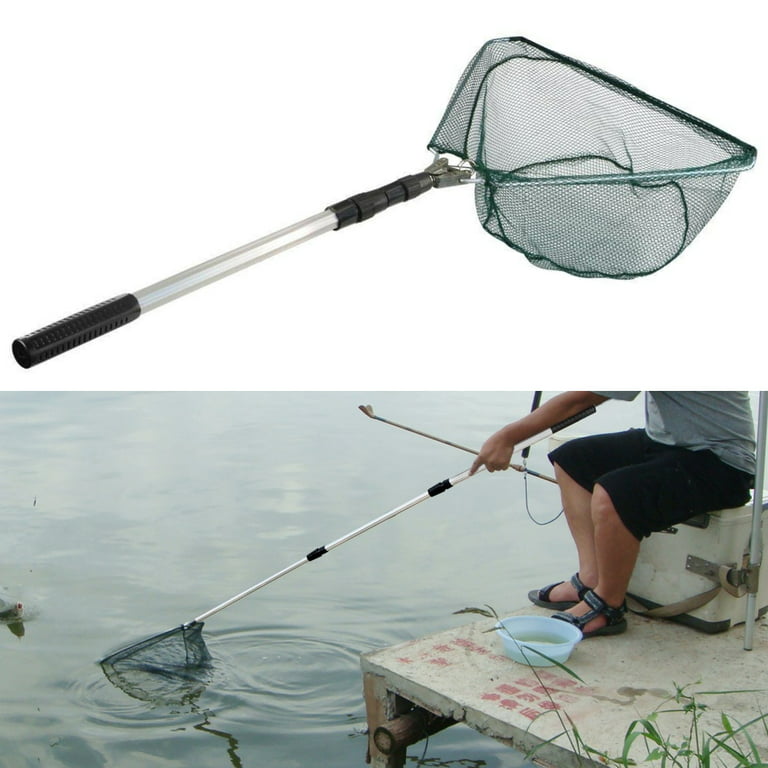 Kids Folding Stainless Steel Fishing Net Extendable Handle, Ideal