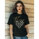 thumbnail image 1 of Camiseta de mujer con estampado de corazón y flores para San Valentín, manga corta, cuello redondo, corte ajustado, ropa informal de verano, ropa de calle, camiseta de ocio, 1 of 5