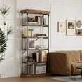 thumbnail image 2 of Yeshouse librería industrial de madera de 6 niveles, estantería alta de almacenamiento abierto con estructura metálica, acabado gris rústico, ideal para exhibición en sala, oficina o dormitorio, 2 of 8