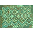 thumbnail image 1 of Ahgly Company Machine Washable Indoor Rectangle Southwestern Turquoise Blue Country Area Rugs, 7' x 10', 1 of 4