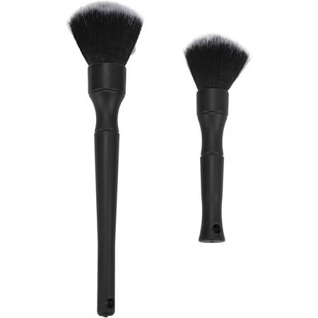 

Car Detailing Brush Kit Flexible Anti Shedding 2pcs Brush Soft Scratch Resistant Multi Purpose for Automobile(Black)
