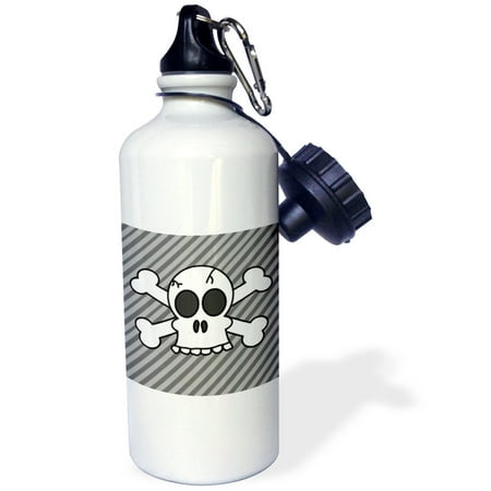 

Goth Punk Skull and Crossbones Gray Stripes 21 oz Sports Water Bottle wb-6327-1