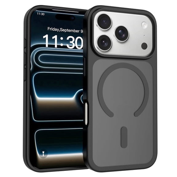 Tekcoo for iPhone 17 Pro Max / 18 Pro Max Case, Compatible with MagSafe Frosted Translucent Shockproof Anti-Scratch Slim Fit Case Military Grade Protection (Black)