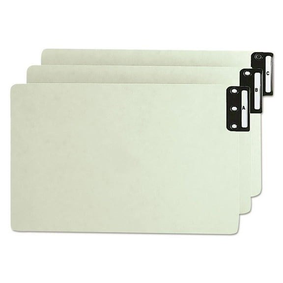 Smead 63276 8.5 x 14 100 Percent Recycled End Tab Pressboard Guides with Metal Tabs - Green (1-Set)