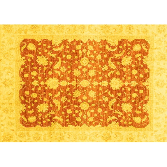 Ahgly Company Indoor Rectangle Oriental Yellow Traditional Area Rugs, 5' x 8'