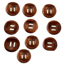 Toyvian 10Pcs Brown Coat Buttons Two Holes Wood for Craft and Sewing