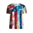 thumbnail image 5 of GERsome Women's 4th of July Short Sleeve Crewneck T-Shirt American Flag Patriotic Tshirt USA Flag Stars Stripes Loose Fit Tops S-3XL, 5 of 5