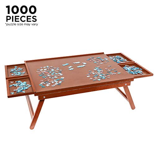 Jumbl Puzzle Board Rack | 23" x 31" Wooden Jigsaw Puzzle Table w/ 4