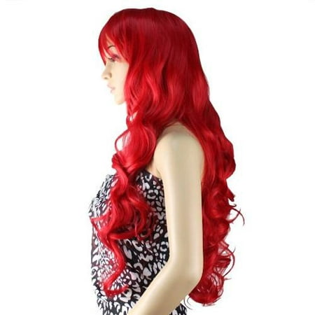 AGPtek 32 inch Heat Resistant Curly Wavy Long Cosplay Wigs - Bright Red