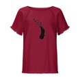 thumbnail image 5 of Blusa de manga corta con estampado de cuello redondo de algodón y cáñamo para mujer OAVQHLG3B Store  lin121212, 5 of 5
