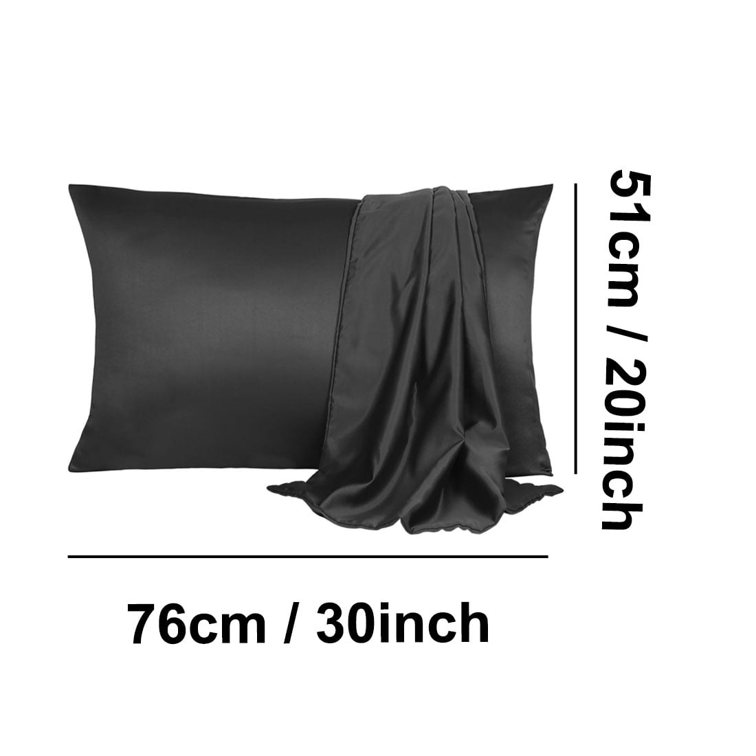 PiccoCasa 4 Pack Silk Satin Pillowcases Envelope Pillow Covers Queen Black