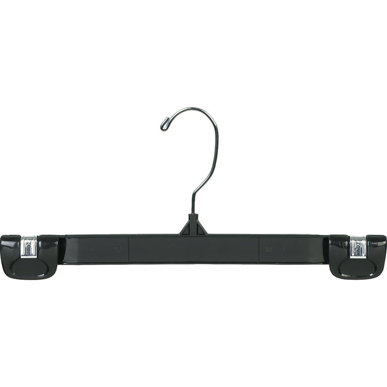 Heavy-Duty Black Plastic Coat Hanger with Locking Pant Bar, Box of 100 1/2  Inch Thick Countoured Hangers with Chrome Hook - On Sale - Bed Bath &  Beyond - 17806556