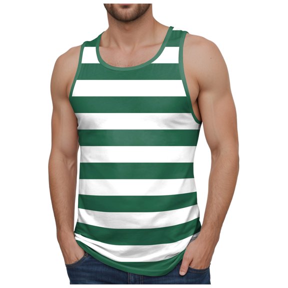 UAYOTSE Men's Fitness Vest Sleeveless Stripedcolor Matching Casual Summer Casual Vest,Sizes XXL