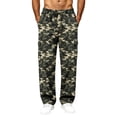 thumbnail image 2 of Casual Camo Cargo Pants for Men Relaxed Fit Straight Leg Elastic Waist Drawstring Multiple Pockets Outdoor Pants, 2 of 7