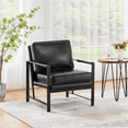 thumbnail image 2 of Alden Design Mid-Centyry Modern Accent Chair with Metal Frame, Black Faux Leather, 2 of 12