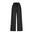 thumbnail image 4 of QTSHPN Womens Pants High Waist Wide Leg Stretch Fashion Jeans with Pockets Elastic Waistband Loose Fit Straight Long Denim Trousers Pants for Women Black S, 4 of 5