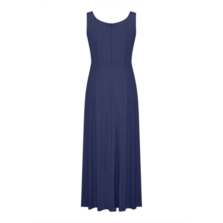 Cheap Navy Slip High Slit Plunge Neck Summer Dress Cheap Navy Slip High Slit Plunge Neck Summer Dress