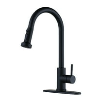 WOWOW Black kitchen faucet, stainless steel kitchen sink faucet, high arc kitchen faucet with pull-down spray, single handle faucet suitable for kitchen sink