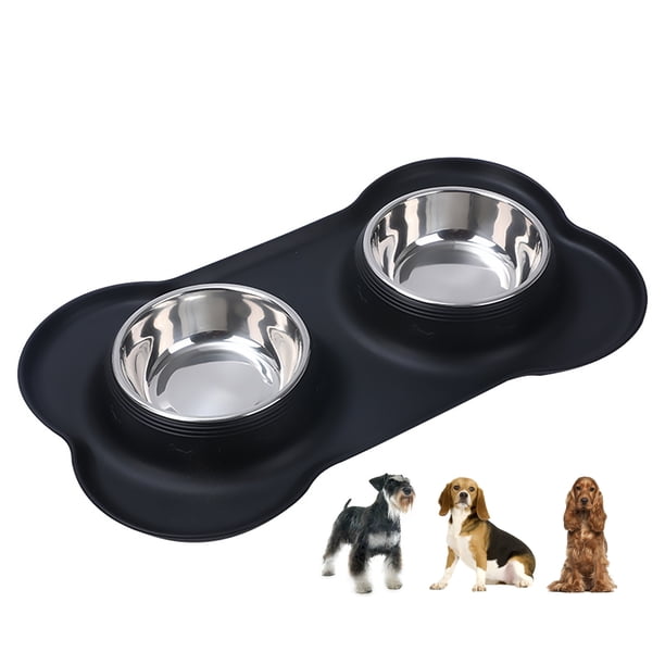 Tazones para Mascotas Match & Enjoy con tapete de silicona en forma de hueso tamaño mediano