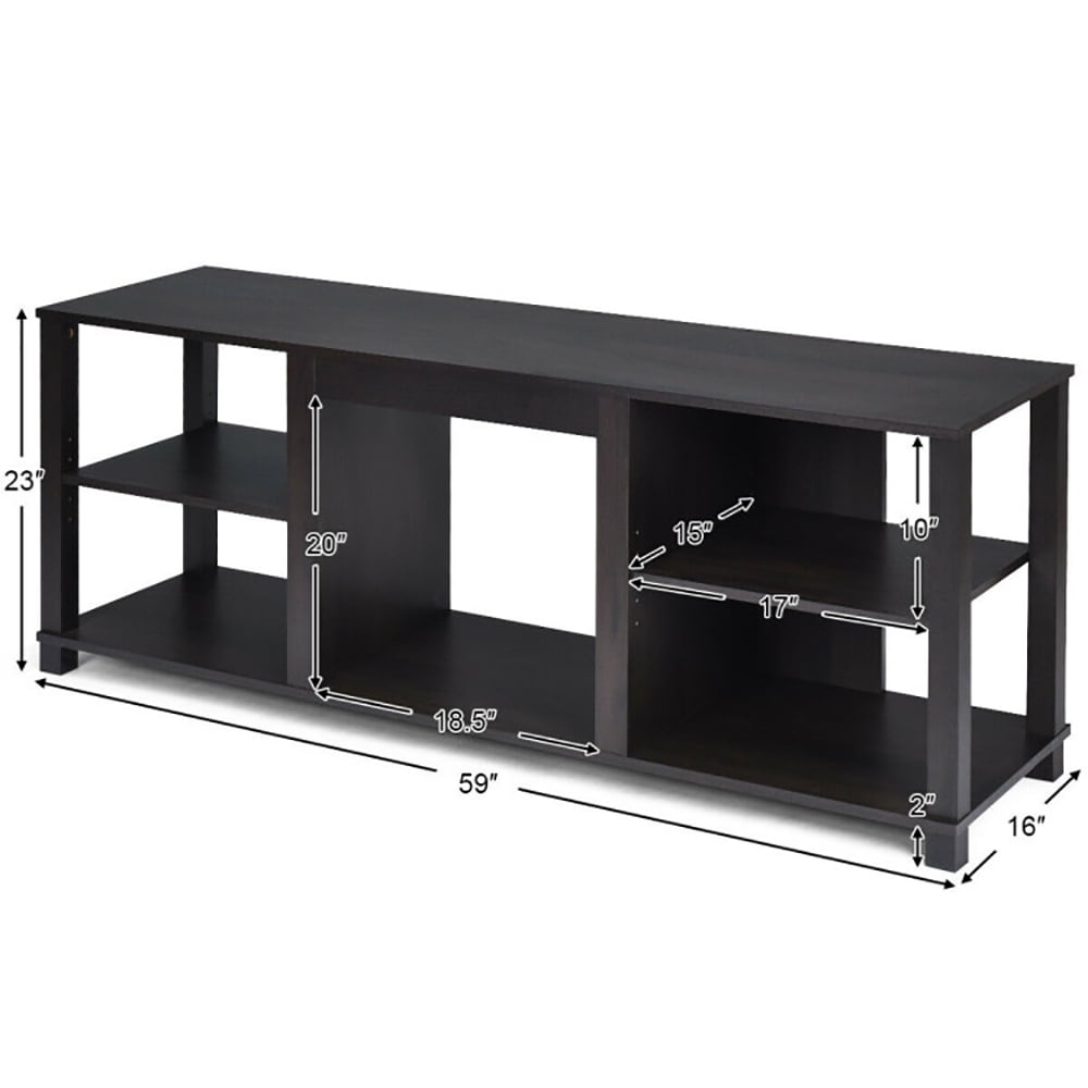 Finihen TV Stand, TV Cabinet, 2-Tier TV Storage Cabinet Console with Adjustable Shelves, Media Entertainment Center with Storage, for Living Room, Bedroom, Black