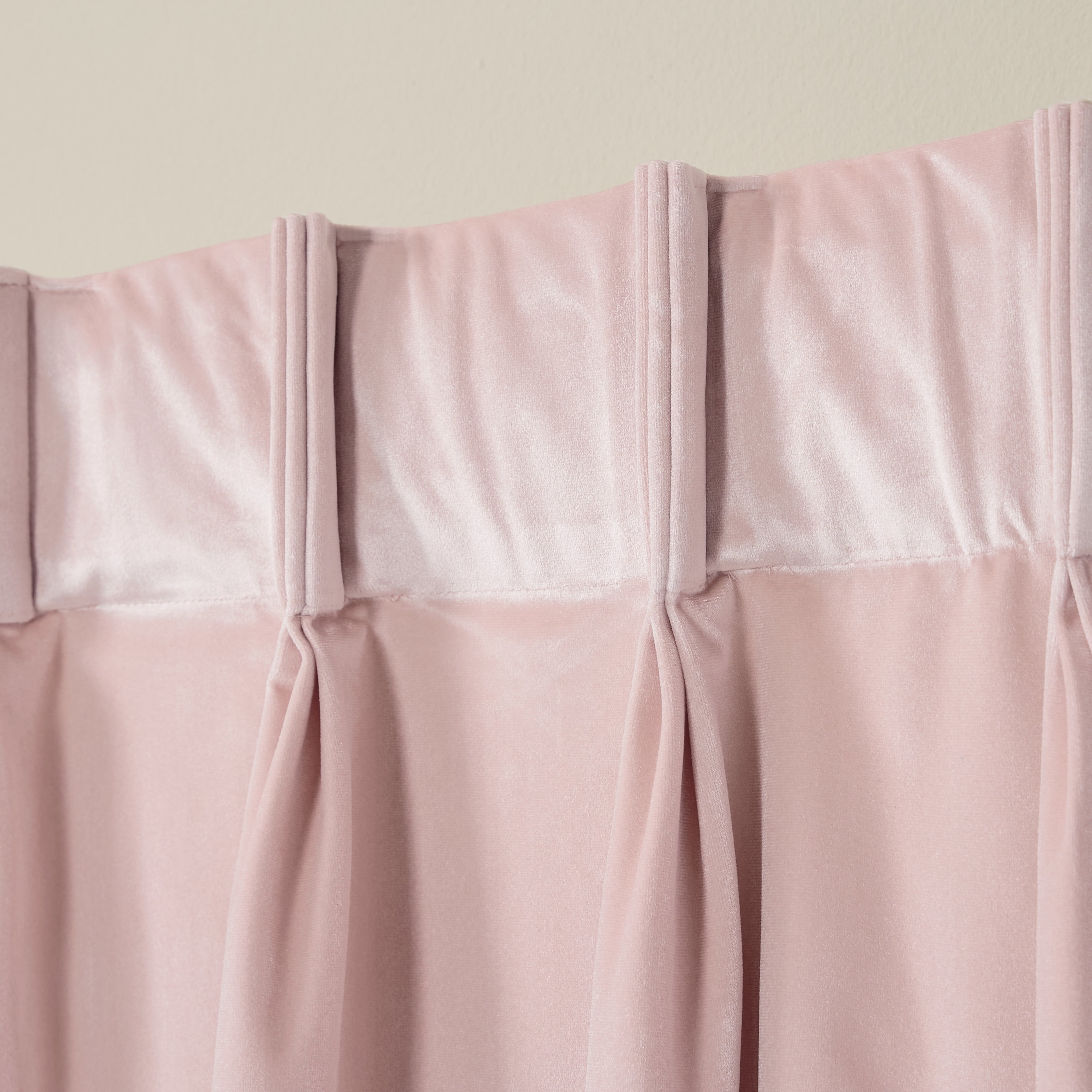 TOWN & COUNTRY LUXE Velour Solid Heavyweight Indoor Curtains, Light Filtering Opacity, Triple Pinch Pleat Top, Plush Velvet, 2-Pack Set, 108", Blush