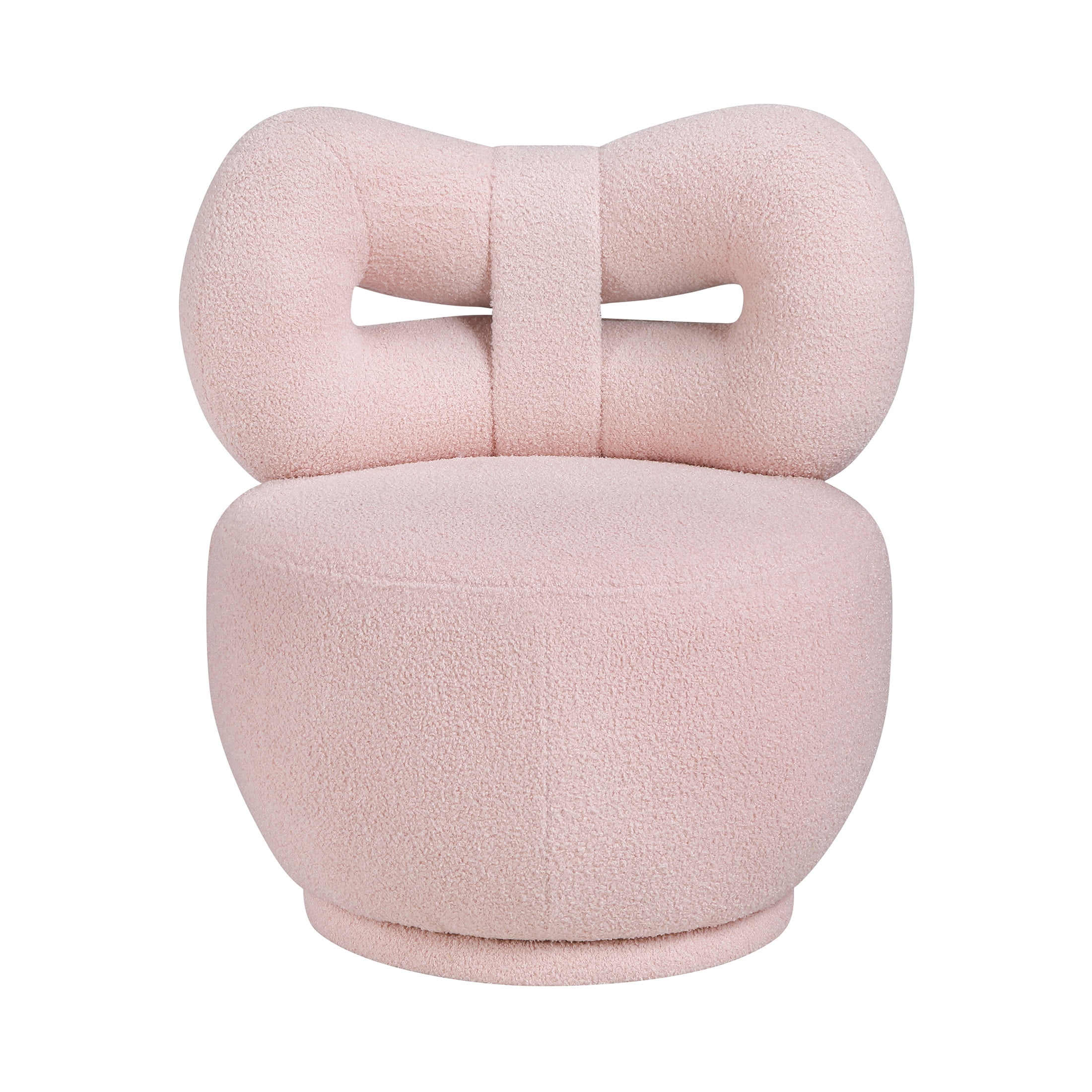 OakvillePark Wooda Modern Bow Shaped Boucle Kid's Swivel Chair, Pink