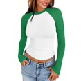 thumbnail image 2 of Raglan Sleeve Tops for Women Slim Fit Stretchy Color Block Raglan Shirts Workout Gym Athletic Baseball Tee Soft Stretch Fall Winter Underwear, 2 of 6