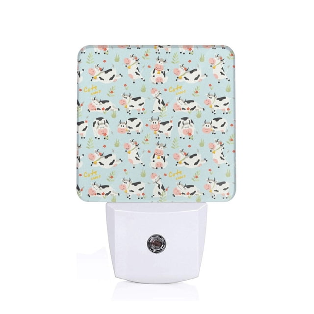Fotbe Cute Cows Luz Nocturna LED, Luz de Noche con Sensor de Luz Natural de Anochecer a Amanecer, Se Enchufa a la Pared, Blanco Cálido 0.5W-UK