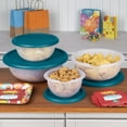thumbnail image 4 of Mainstays 8 Piece Plastic Covered Bowl Set for Food Prep, Serving & Storage, White Bowls with Teal Lids, BPA-Free, 4 of 12