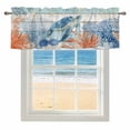 thumbnail image 4 of Kitchen Valances for Window, Starfish Sea Turtle Retro Plank Light Filtering Rod Pocket Valance Curtain, Red Blue Coral Summer Ocean Short Curtains Window Topper for Bedroom Living Room 42x12in, 4 of 9